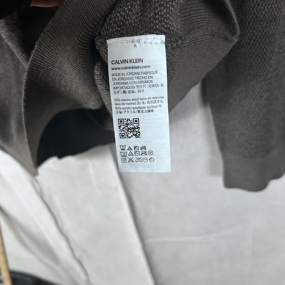 Calvin Klein Mens Merino Wool Blend‎ Crewneck Sweater Italian Grey Large - Picture 4 of 7